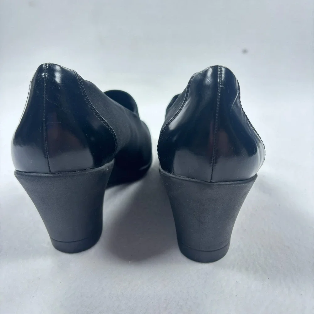 Naturalizer Wedge Shoes Womens 10W Black Square Toe Comfort‎ Office Classic